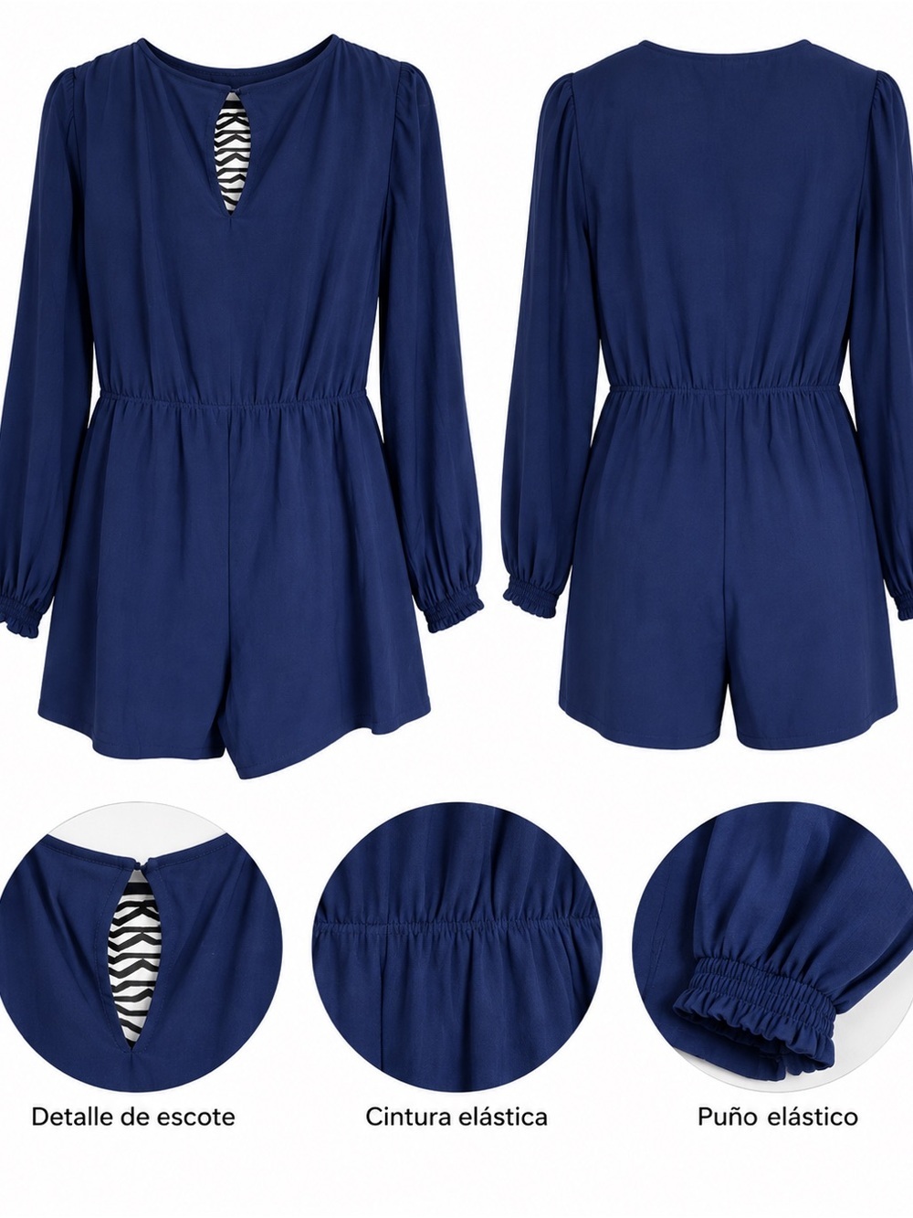 White House Black Market Long Sleeve Navy‎ Romper – XS